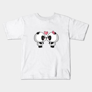 Kawaii panda in love Kids T-Shirt